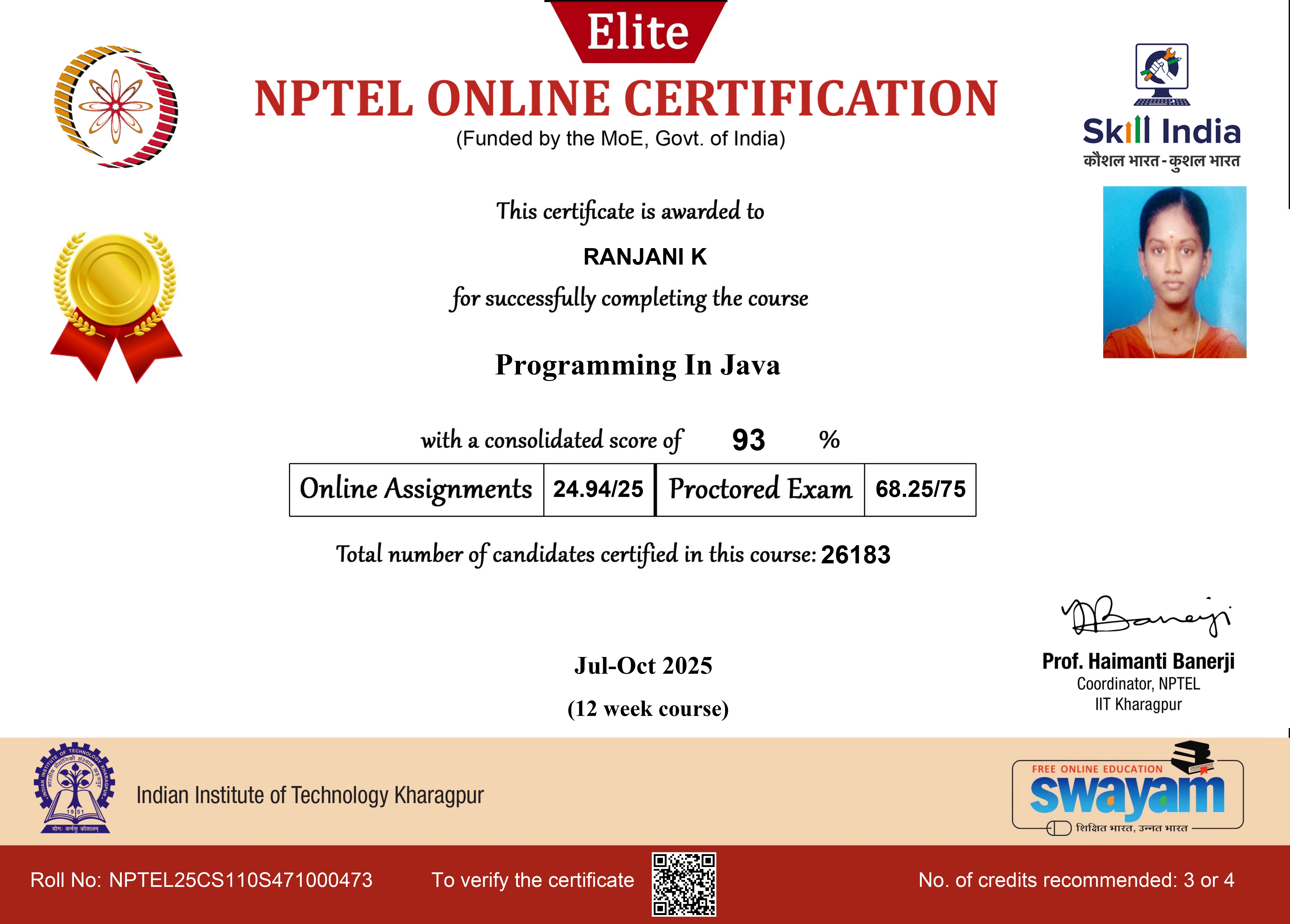 NPTEL Elite Certificate 7